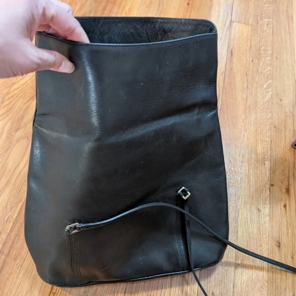 Vtg Mark Cross New York Black Leather Shoulder Bag Purse Thin Straps - Picture 5 of 14